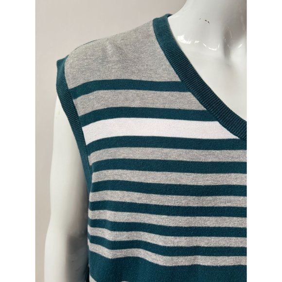 PGA Pro Series V Neck Vest Big and Tall  XXL Blue  Stripes Cotton - Picture 2 of 15